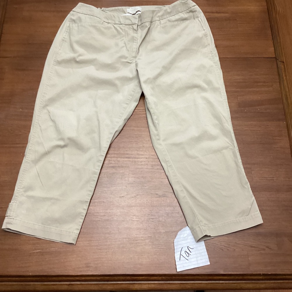 Talbots Woman Heritage Tan Khaki Crop Pants Plus Size 14W Cotton Stretch Casual - Picture 9 of 9